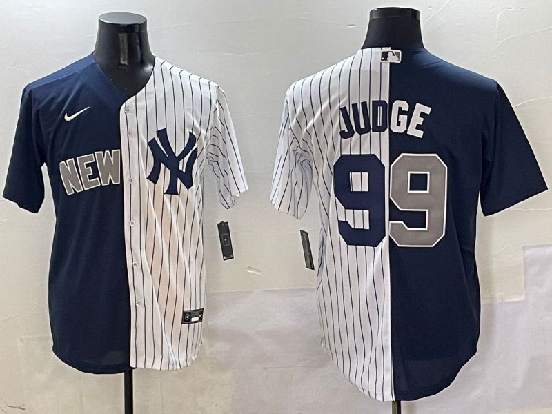 Men New York Yankees #99 Judge White Stripe Blue Game Nike 2025 MLB Jersey style 1->new york yankees->MLB Jersey